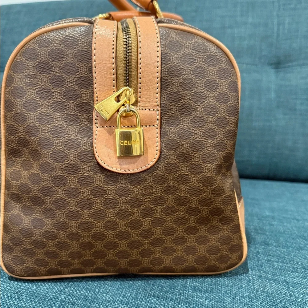 Celine Brown and Tan Macadam Boston Bag - Picture 13 of 16